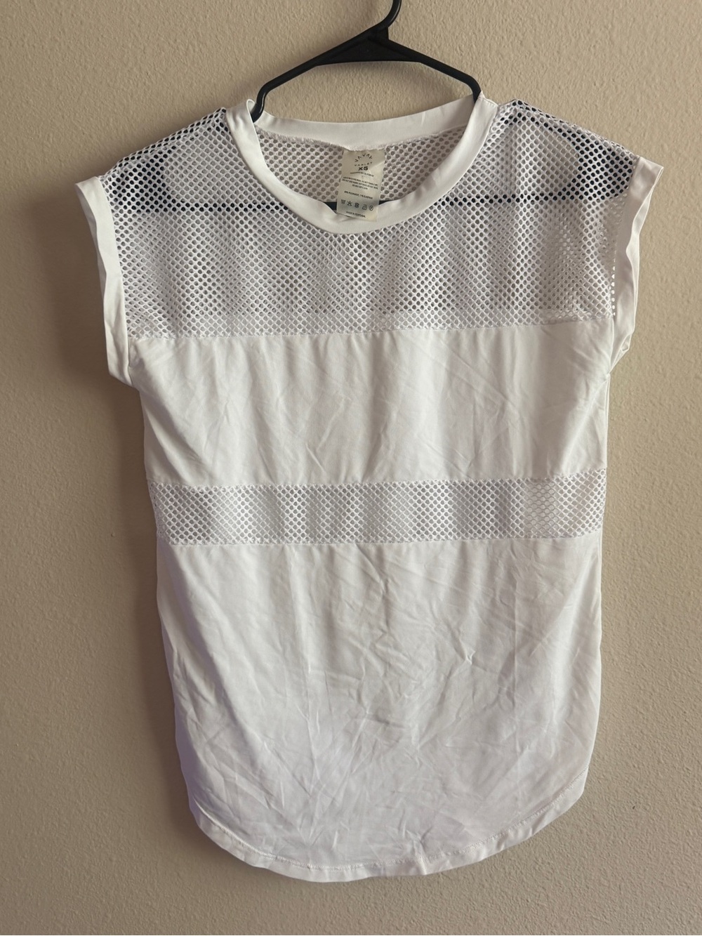 Varley White Mesh Panel Sleeveless Tee